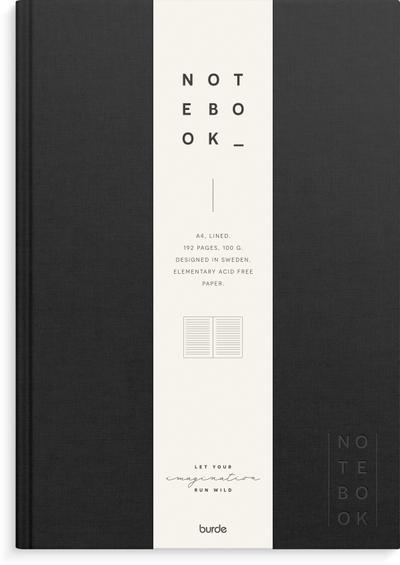 Burde Notizbuch Textil schwarz liniert A4
