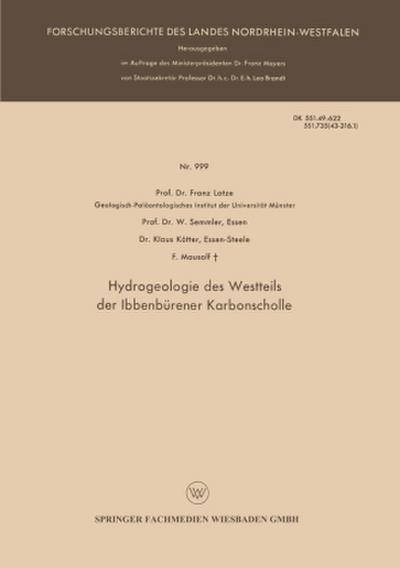 Hydrogeologie des Westteils der Ibbenbürener Karbonscholle
