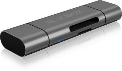 RAIDSONIC ICY BOX SD/MicroSD, USB 2.0 Card Reader mit USB-C & -A und OTG, anthrazit