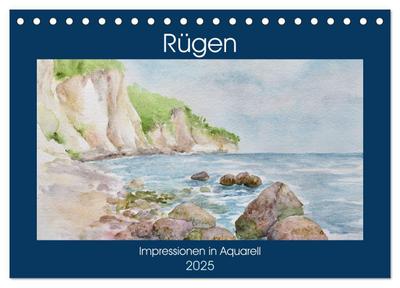 Rügen Impressionen in Aquarell (Tischkalender 2025 DIN A5 quer), CALVENDO Monatskalender