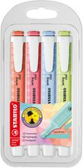 Textmarker - STABILO swing cool Pastel - 4er Pack - Prise von Limette, Kirschblütenrosa, Wolkenblau, Korallrot