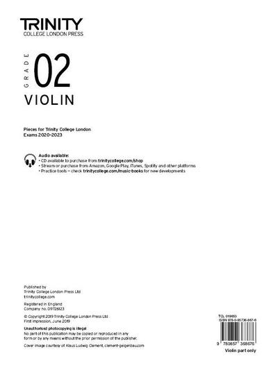 Trinity College London Violin Exam Pieces From 2020: Grade 2 (part only)