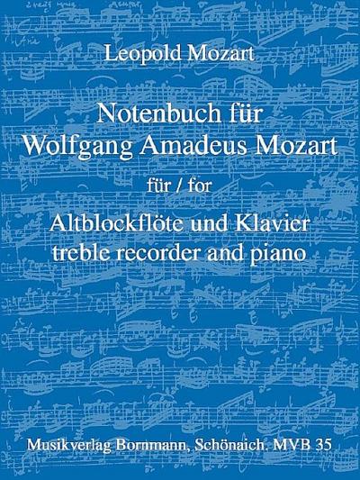Notenbuch für Wolfgang Amadeus Mozartfür Altblockflöte und Klavier