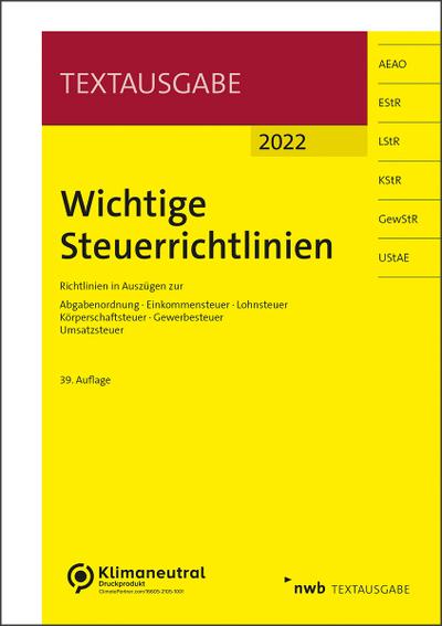 Wichtige Steuerrichtlinien 2022