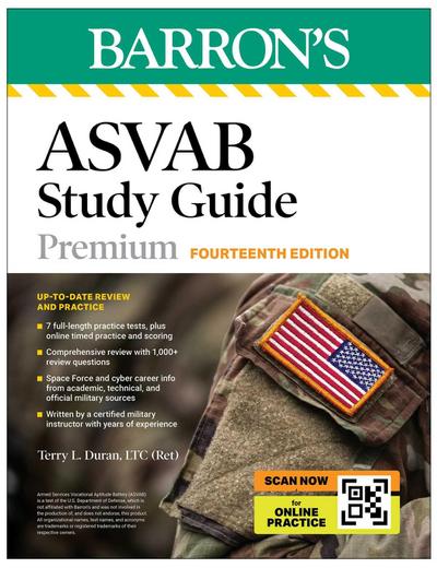 ASVAB Study Guide Premium, Fourteenth: 6 Practice Tests + Comprehensive Review + Online Practice (Barron’s Test Prep)
