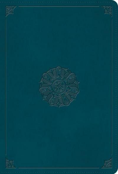 ESV Giant Print Thinline Bible, Red Letter (Trutone, Deep Teal, Emblem Design)