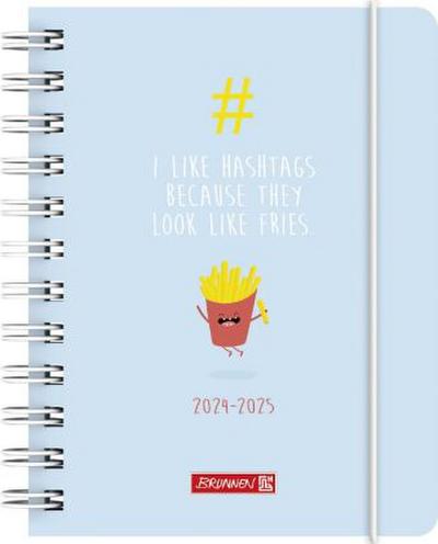 Schülerkalender 2024/2025 "#fries", 1 Seite = 1 Tag, A6, 352 Seiten, hellblau