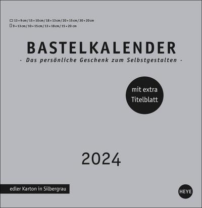 Bastelkalender 2024 Premium silbergrau groß. Blanko-Kalender zum Basteln mit extra Titelblatt für eine persönliche Gestaltung. Foto- und Bastelkalender 2024.