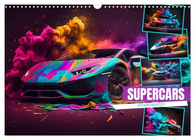 Supercars im Farbenrausch (Wandkalender 2024 DIN A3 quer), CALVENDO Monatskalender