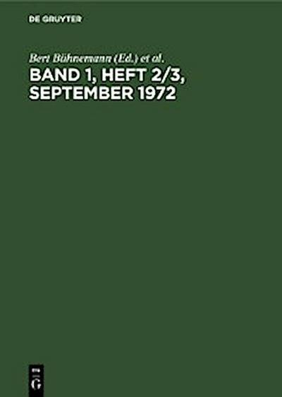 Band 1, Heft 2/3, September 1972