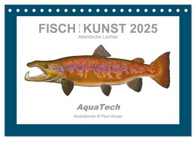 Fisch als Kunst 2025: Atlantische Lachse (Tischkalender 2025 DIN A5 quer), CALVENDO Monatskalender