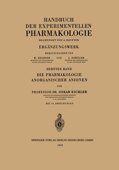 Die Pharmakologie Anorganischer Anionen