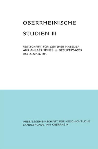 Oberrheinische Studien Band III