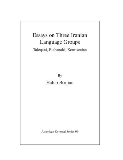 Essays on Three Iranian Language Groups