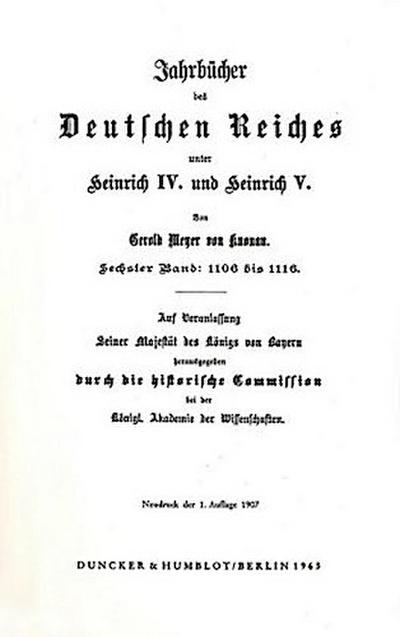 Jahrbücher des Deutschen Reiches unter Heinrich IV. und Heinrich V.. Bd.6