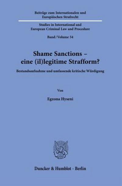 Shame Sanctions - eine (il)legitime Strafform?