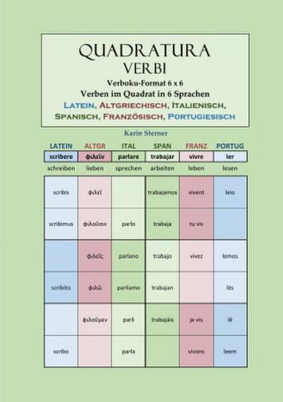 Quadratura Verbi: Verben im Quadrat in 6 Sprachen. LATEIN, ALTGRIECHISCH, ITALIENISCH, SPANISCH, FRANZÖSISCH, PORTUGIESISCH. Verbokuformat 6x6