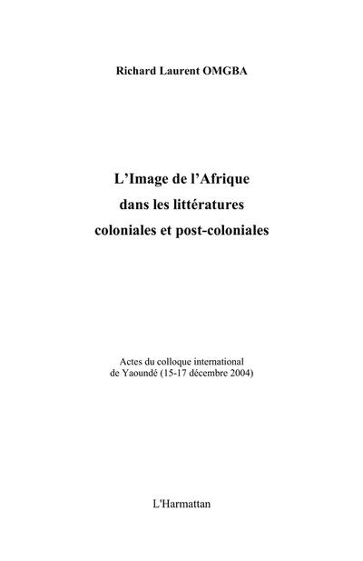 Image Afrique dans litt. colon. post-col