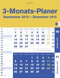 3-Monatsplaner blau 2013: 14-Monats-Kalender (ab September 2011) mit Datumsschieber