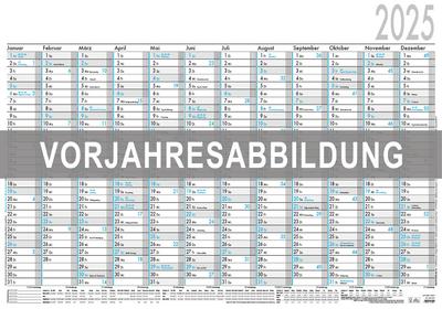 Zettler Plakatkalender 12 Mon 5 Stk. gerollt 2026 - Wandkalender groß 100 × 70 cm, 12 Monate auf 1 Seite, 5 Spalten für Urlaubsplanung, Tages-, Wochen- & Arbeitstagezählung, Ferien, schwarz/blau