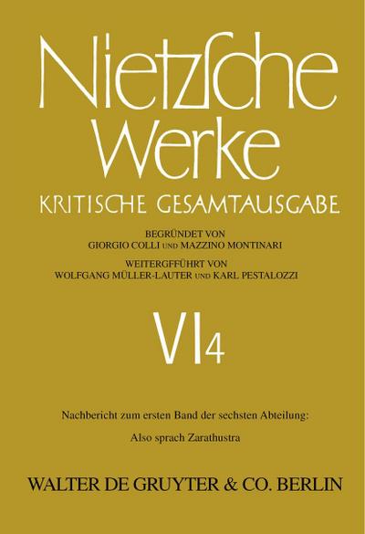 Nachbericht zum ersten Band der sechsten Abteilung