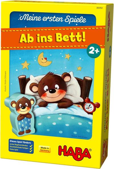 HABA 304761 - Meine ersten Spiele  Ab ins Bett!, Memo- und Zuordnungsspiel für 1-3 Spieler ab 2 Jahren, mit kindgerechtem Spielmaterial aus Holz und Pappe