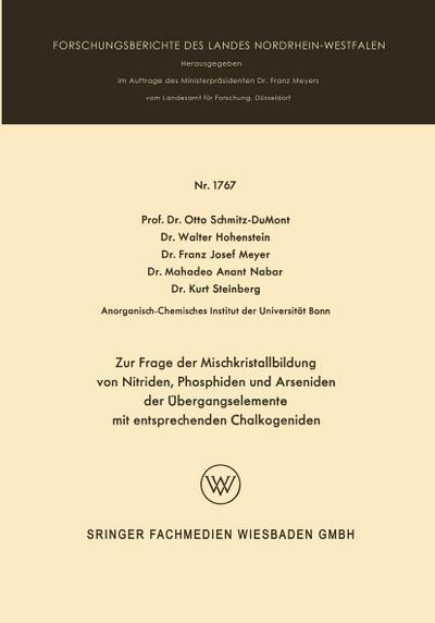 Zur Frage der Mischkristallbildung von Nitriden, Phosphiden und Arseniden der Übergangselemente