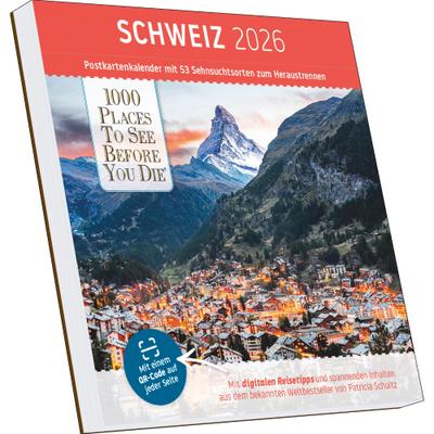 1000 Places to See Before You Die - Schweiz Postkartenkalender 2026 | Tischkalender zum Aufstellen 17,5 × 17,5 cm | 53 Wochenmotive & Postkartenfunktion