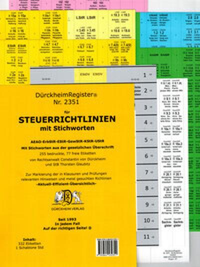DürckheimRegister® STEUERRICHTLINIEN mit STICHWORTEN aus der gesetzlichen Überschrift - 2021/2022