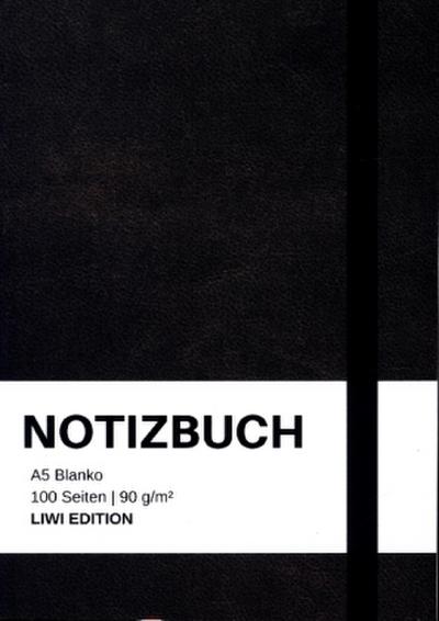 Notizbuch A5 blanko - 100 Seiten 90g/m² - Soft Cover Schwarz - FSC Papier