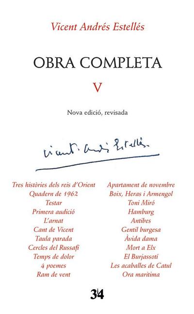 OBRA COMPLETA V - VICENT ANDRES ESTELLÉS - (NOVA EDICIÓ, REVISADA)
