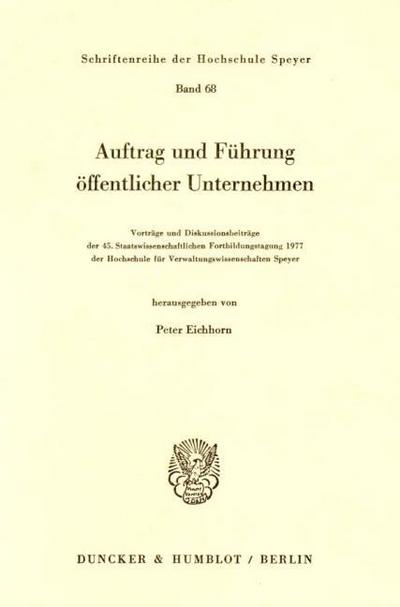 Auftrag und Führung öffentlicher Unternehmen.