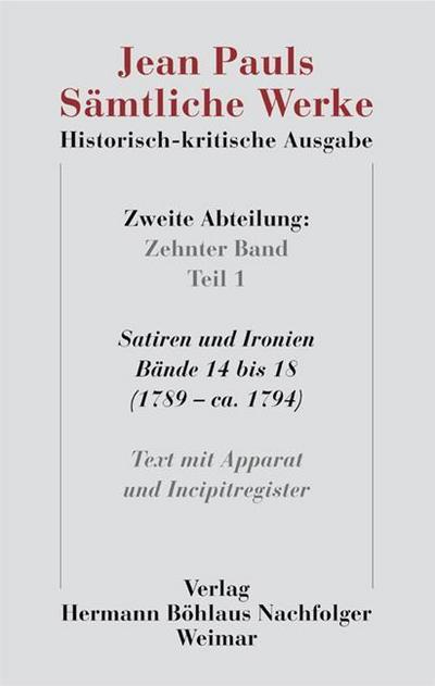 Jean Pauls Sämtliche Werke. Historisch-kritische Ausgabe; .. Tl.-Bd.1