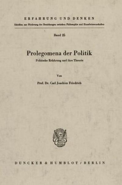 Prolegomena der Politik.