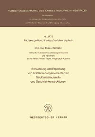 Entwicklung und Erprobung von Krafteinleitungselementen für Strukturschaumteile und Sandwichkonstruktionen