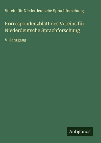 Korrespondenzblatt des Vereins für Niederdeutsche Sprachforschung