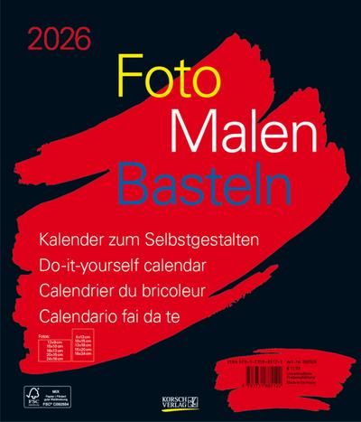 Foto-Malen-Basteln Bastelkalender schwarz groß 2026