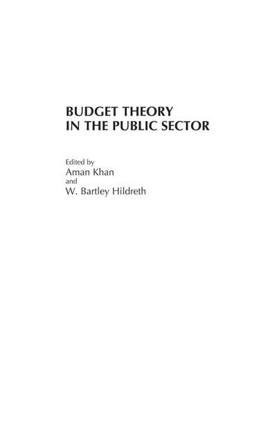 Budget Theory in the Public Sector