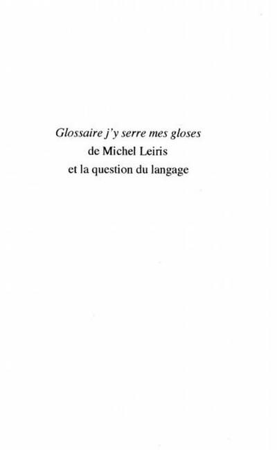 Glossaire j’y serre mes gloses