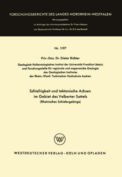 Schiefrigkeit und tektonische Achsen im Gebiet des Velberter Sattels (Rheinisches Schiefergebirge)