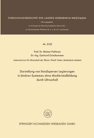 Darstellung von feindispersen Legierungen in binären Systemen ohne Mischkristallbildung durch Ultraschall