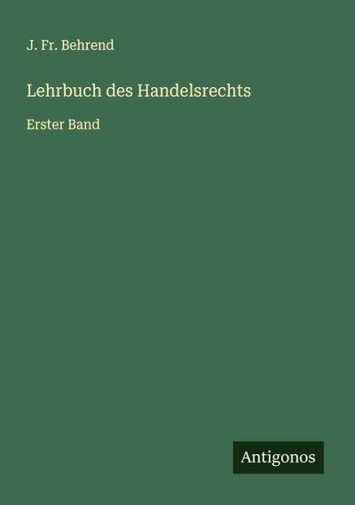 Lehrbuch des Handelsrechts
