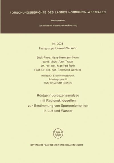 Röntgenfluoreszenzanalyse mit Radionuklidquellen zur Bestimmung von Spurenelementen in Luft und Wasser