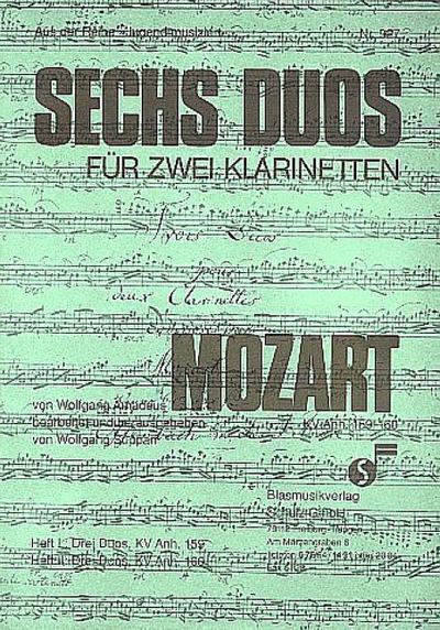 6 Duos Band 2 3 Duos KV160anh.für 2 Klarinetten