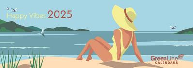 GreenLine - Happy Vibes 2025 Tischquerkalender, 29,7x10,5cm, Tischkalender mit hochwertigem Papier, praktische Alltagsorganisation für persönliches & berufliches Zeitmanagement