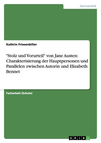 "Stolz und Vorurteil" von Jane Austen: Charakterisierung der Hauptpersonen und Parallelen zwischen Autorin und Elizabeth Bennet