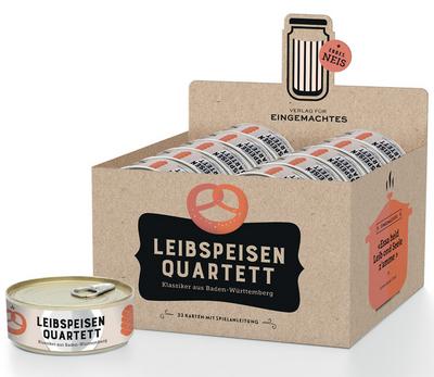 Leibspeisen-Quartett (Kartenspiel), 10 Spiele in Display