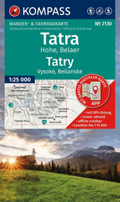 KOMPASS Wanderkarte 2130 Tatra Hohe, Belaer / Tatry, Vysoké, Belianske 1:25.000