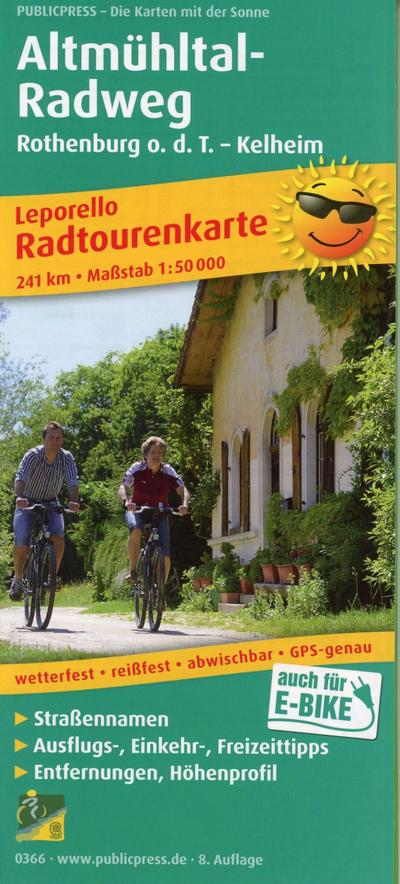Radwanderkarte Altmühltal-Radweg, Rothenburg o. d. T. - Kelheim 1 : 50 000