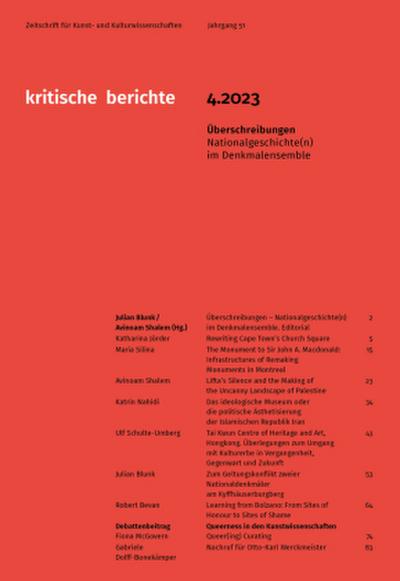 Kritische Berichte: Zeitschrift für Kunst-                                                  und Kulturwissenschaften / Jahrgang 51, Heft                                                  4.2023